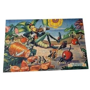 Early 1940's Disney Jigsaw Puzzle COMPLETE 300 Pc Grasshopper And The Ants